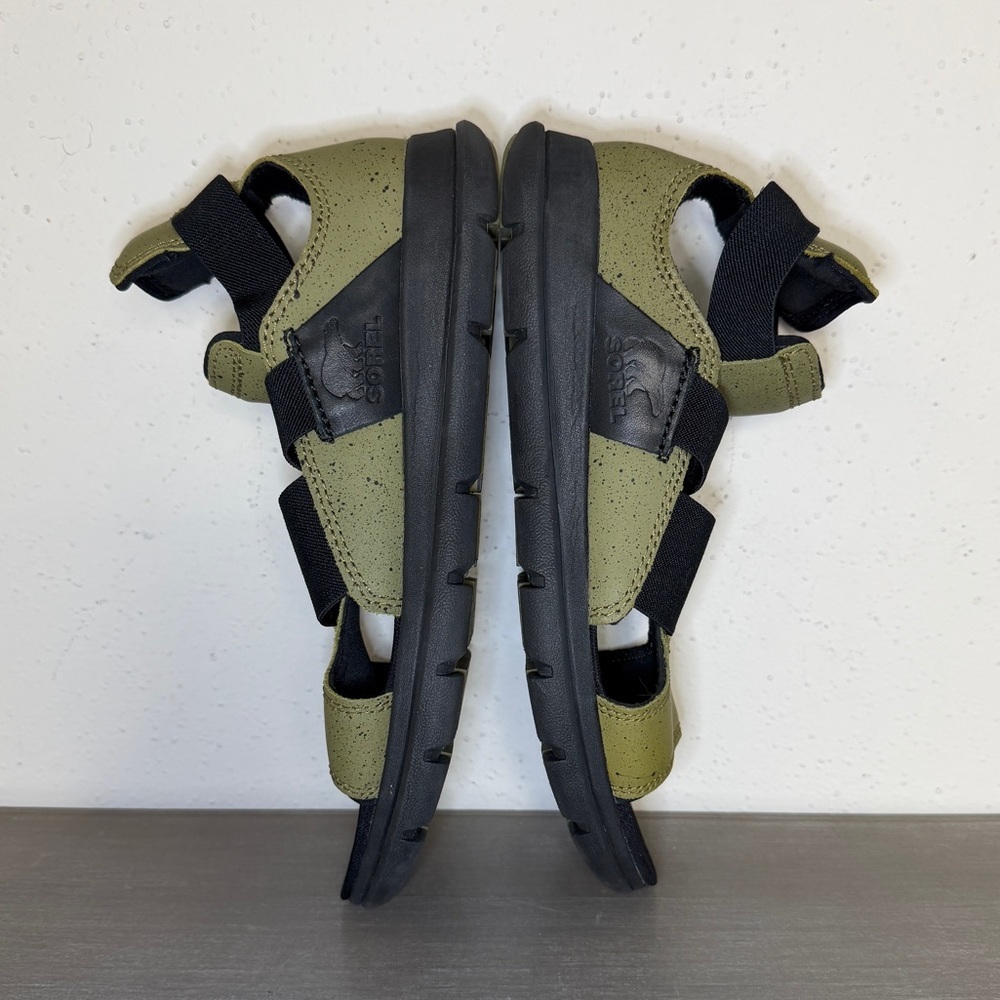 Sorel Women’s Explorer Gladiator Green Leather Gore Elastic Stretch Sandal Sz 9 - Picture 5 of 9